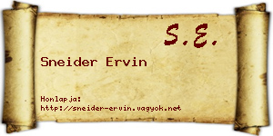 Sneider Ervin névjegykártya